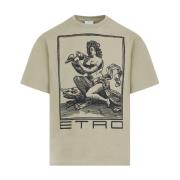 Etro Grön Bomull T-shirt Rund Hals Green, Herr