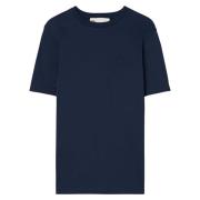 Tory Burch Broderad Logotyp T-shirt Blue, Dam