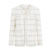 Giambattista Valli Ivory Guld Paljett Tweed Jacka Beige, Dam