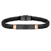 Sector No Limits Herr Läderflätat Armband Svart Roséguld Black, Herr