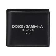 Dolce & Gabbana Logo Print Läder Bi-Fold Plånbok Black, Herr