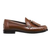 Dior Bruna Läder Loafer Skor Frans Detalj Brown, Dam