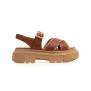 Hogan Cuoio Sandaler Korsat Läder Cognac Brown, Dam