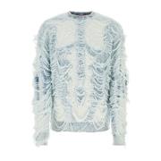 Diesel Stilig Embellished Bomullsblandning Tröja Blue, Herr