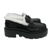 Dior Läder Logo Loafers Shearling Innersula Black, Dam