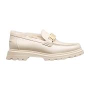 Dior Läder Loafers Shearling Innersula Gummi Sula Beige, Dam