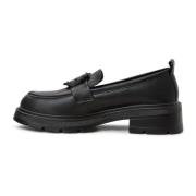 Cesare Gaspari Elegant Platform Loafers i Svart Black, Dam