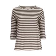 Le Tricot Perugia Randig Linne Bomull T-shirt Multicolor, Dam