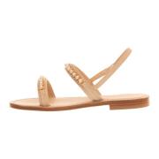 Paola Fiorenza Beige Mocka Dubbelrem Sandaler Beige, Dam