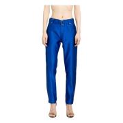 Tom Ford Silke Boyfriend Fit Bältesbyxor Blue, Dam