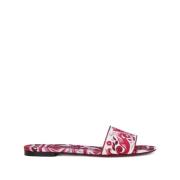 Dolce & Gabbana Fuchsia Majolica Print Platt Slides Pink, Dam