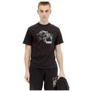 PUMA Grafisk Logo Print Bomull T-shirt Black, Herr