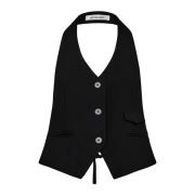 Co'Couture Svart Halter Vest Blazer Stilfull Modell Black, Dam