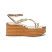 Stuart Weitzman Vävd Kil Sandaler Beige, Dam