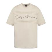 Giorgio Armani T-shirt med logotyp Beige, Herr