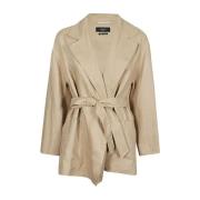 Max Mara Weekend Beige Oversize Bältesjacka Beige, Dam