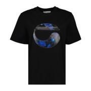 Coperni Holografisk Oversized Blomma Logo T-shirt Black, Dam