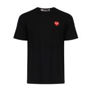 Comme des Garçons Play Svart Bomull Hjärtlogotyp T-shirt Black, Herr