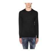 Paolo Pecora Ull Crewneck Tröja Black, Herr