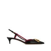 Valentino Garavani Svarta VLogo-Plaque Slingback Pumps Black, Dam