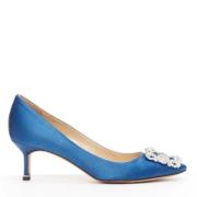 Manolo Blahnik Pre-owned Pre-owned Satin klackskor Blue, Dam