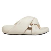 Marni Ivory twisted leather bubble sandal Beige, Dam