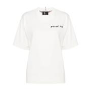 Moncler Vit Logot-shirt Lättvikts Jersey White, Dam