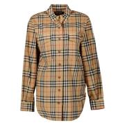 Burberry Rutig Klassisk Skjorta Vintage Print Beige, Dam