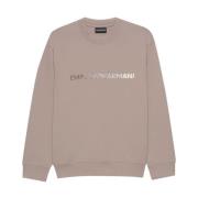 Emporio Armani Dove Grey Logo Bomullsweatshirt Beige, Herr