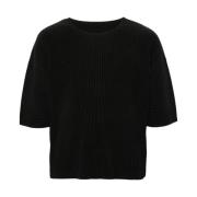 Issey Miyake Svart Veckade T-shirts och Polos Black, Herr