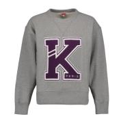 Kenzo Varsity Sweatshirt Oversize Logo Brodyr Gray, Herr