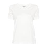 Max Mara Vit Bomull T-shirt med Broderat Logotyp White, Dam