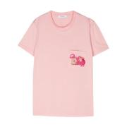 Max Mara Rosa Logo Prydd Crew Neck T-shirt Pink, Dam