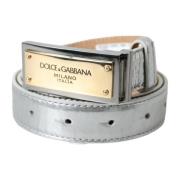 Dolce & Gabbana Metalllogotypspänne Läderbälte Gray, Herr