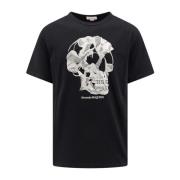 Alexander McQueen Svart T-shirt med skallebroderi Black, Herr