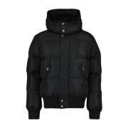 Alexander McQueen Oversized Pufferjacka med Avtagbar Huva Black, Herr