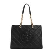 Tory Burch Svart Quiltad Läder Shopper Väska Black, Dam