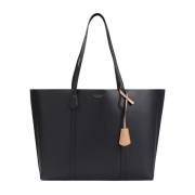 Tory Burch Svart Grained Läder Shopper Väska Black, Dam