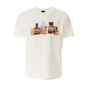 PS By Paul Smith Flasktryck Vit Crew Neck T-shirt Beige, Herr