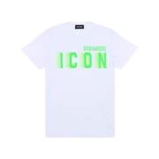 Dsquared2 Fluorescerande ikon rund hals T-shirt White, Herr