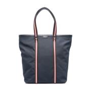 Bally Midnight Blue Tote Bag med Stripe Detaljer Blue, Herr