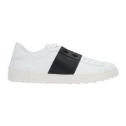 Valentino Garavani Vita Lädersneakers med Svarta Accenter White, Herr