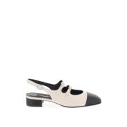 Carel Aprikos Mary Jane Slingback Skor White, Dam