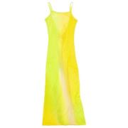 Acne Studios Gul Slip Klänning Bomull Slim Fit Yellow, Dam