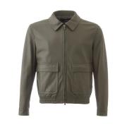 Lardini Green Leather Jacket with Maxi Pockets Green, Herr