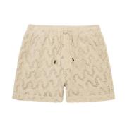 OAS Geometrisk Våg Virkad Shorts Beige, Herr