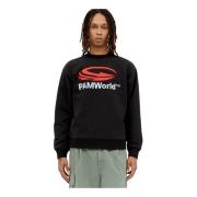 P.a.m. Logo Print Bomullsfleece Sweatshirt Black, Herr