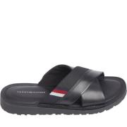 Tommy Hilfiger Criss Svarta Platta Sandaler för Män Black, Herr