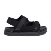 Calvin Klein Jeans Svarta Velcro Platta Sandaler för Män Black, Herr