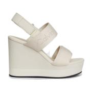 Calvin Klein Jeans Beige Platt Kil Sandal Webbing Beige, Dam